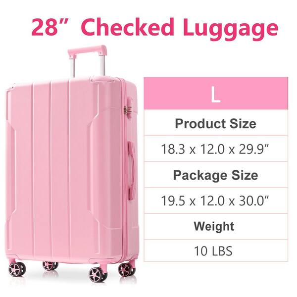 Tatahance 29.5 in. Pink Lightweight Durable ABS Hardshell Suitcase