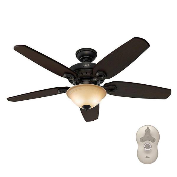Hunter Fairhaven 52 in. Indoor Basque Black Ceiling Fan with Light Kit with Remote Control