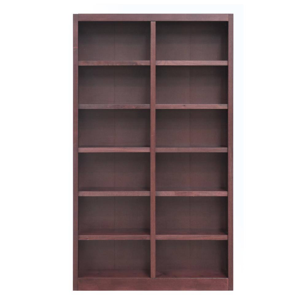 Espresso 84" Tall Adjustable Wood Bookcase with 12 Shelves