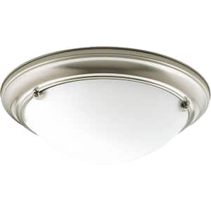 Eclipse 2-Light Brushed Nickel Flush Mount with Satin White Glass