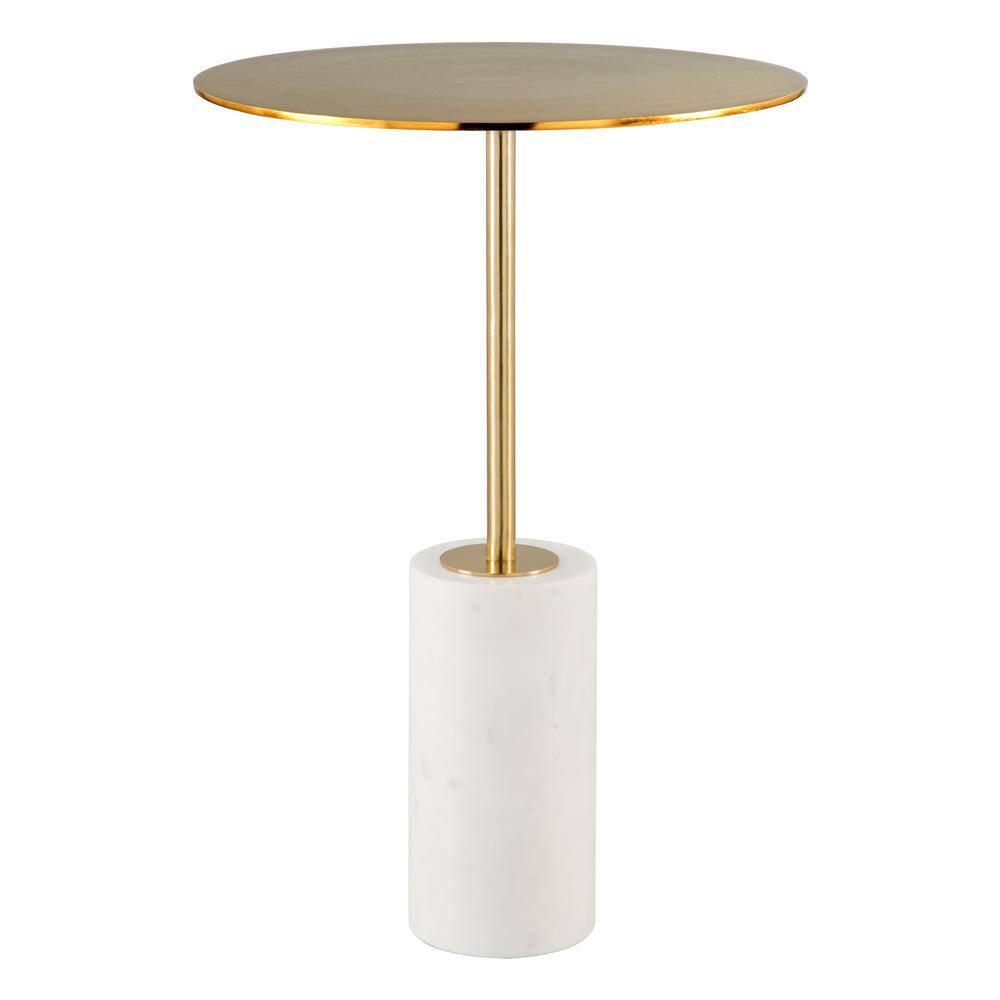 ZUO Asa White and Gold Side Table 101505 The Home Depot