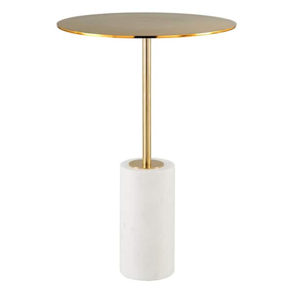 ZUO Asa White and Gold Side Table