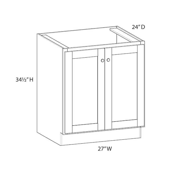 Unbranded Norfolk Shaker 27 in. W x 34.5 in. H x 24 in. D in Painted White Plywood Assembled Full Height Door Base Cabinet