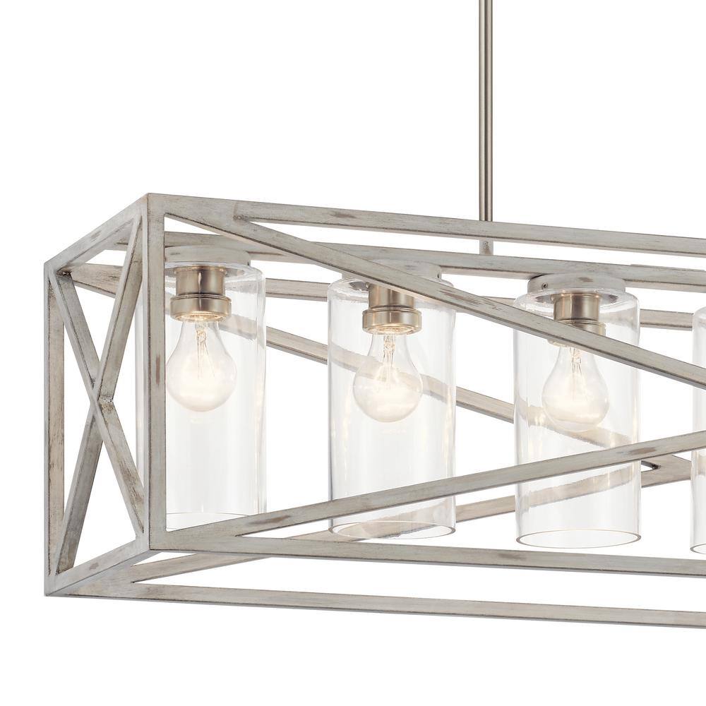 48" Black and White Rustic Farmhouse 7-Light Chandelier