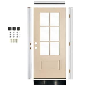 DIY RTA Kit 36 in. x 80 in. 6-Lite Right-Hand/Inswing Clear Glass Unfinished Fiberglass Ready to Assemble Front Door