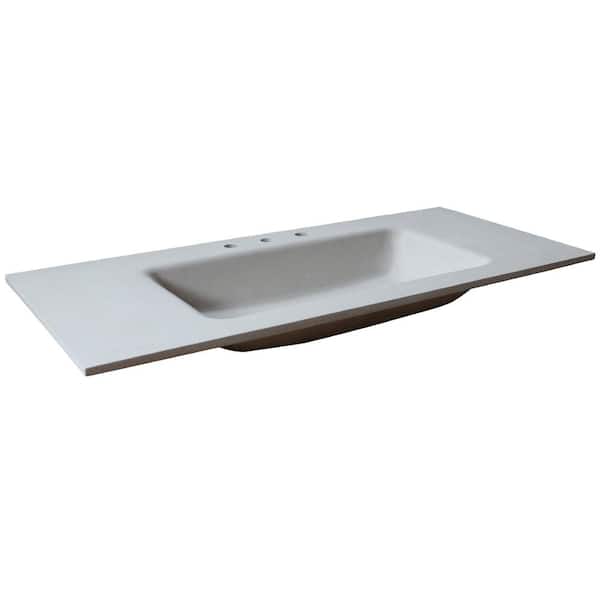 Bellaterra Home 49 in. W x 22 in. D Concrete Vanity Top with Center Rectangle Sink in Sandy White