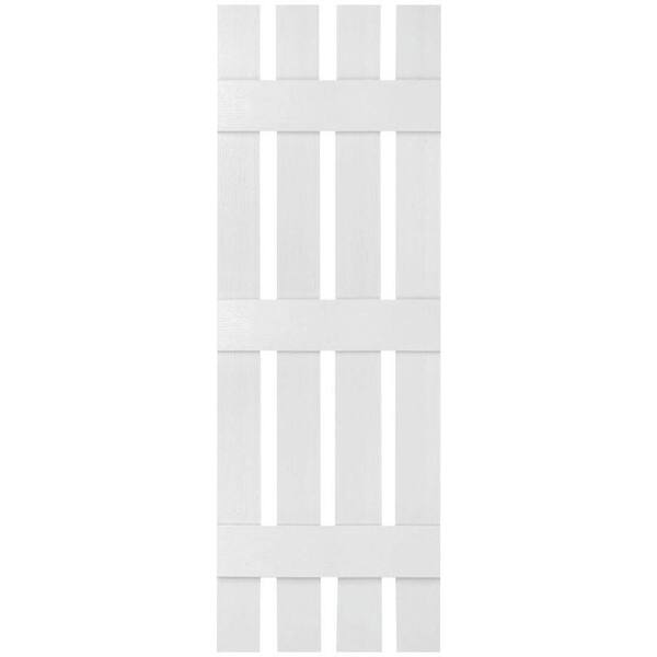 Ekena Millwork 16-1/4 in. x 73 in. Lifetime Vinyl Custom Four Board Spaced Board and Batten Shutters Pair Paintable