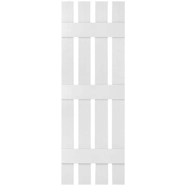 Ekena Millwork 16-1/4 in. x 63 in. Lifetime Vinyl Custom Four Board Spaced Board and Batten Shutters Pair White