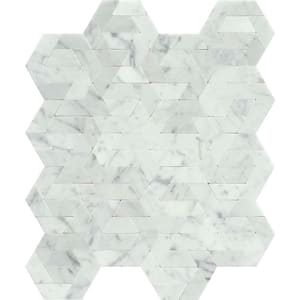 Bizou White/White 11 in. x 13 in. Polished Marble Mosaic Wall Tile (5.72 sq. ft./Case)