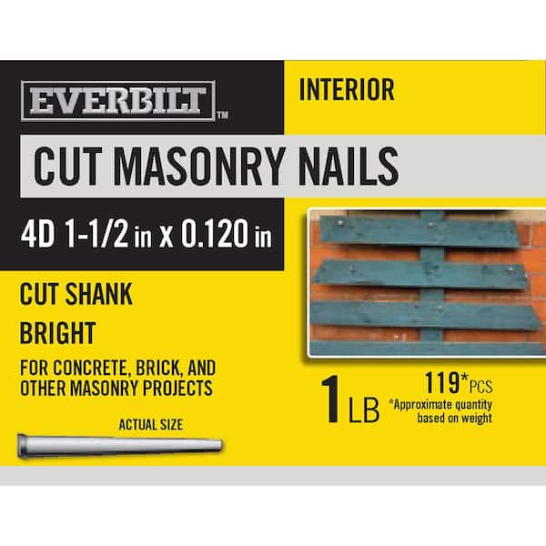 Everbilt 4D 1-1/2 in. Cut Masonry Nails Bright 1 lb (Approximately 119 Pieces)