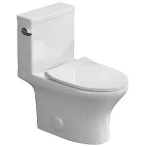 16 in. 2-Piece 1.28 GPF Single Flush Elongated Standard Height Toilet with in White, Seat Included