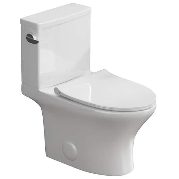 Simple Project 16 in. 2-Piece 1.28 GPF Single Flush Elongated Standard Height Toilet with in White, Seat Included