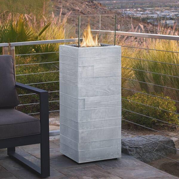 Real Flame Board Form 38 in. Propane Fire Column in Light Gray Faux Wood