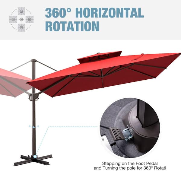 CLOUDFLY 11 x 11 ft. Cantilever Patio Umbrella and 260 lbs. 8