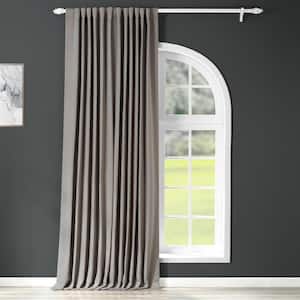 Neutral Grey Solid Extra Wide Room Darkening Curtains- 100 in. W X 120 in. L Rod Pocket Single Panel Curtains and Drapes