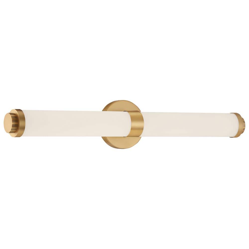 Aqua 4.5 in. Brushed Gold LED Vanity Light Bar with Opal Glass Shade