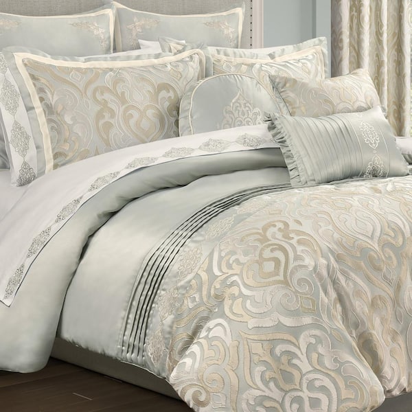QUEEN STREET NEW YORK Calmfield Aqua Polyester Full/Queen 3-Piece