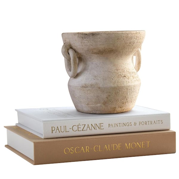 Unbranded Beige and Brown Linen Faux Decor Books for Decoration (Set of 2) Fake Books Storage Box