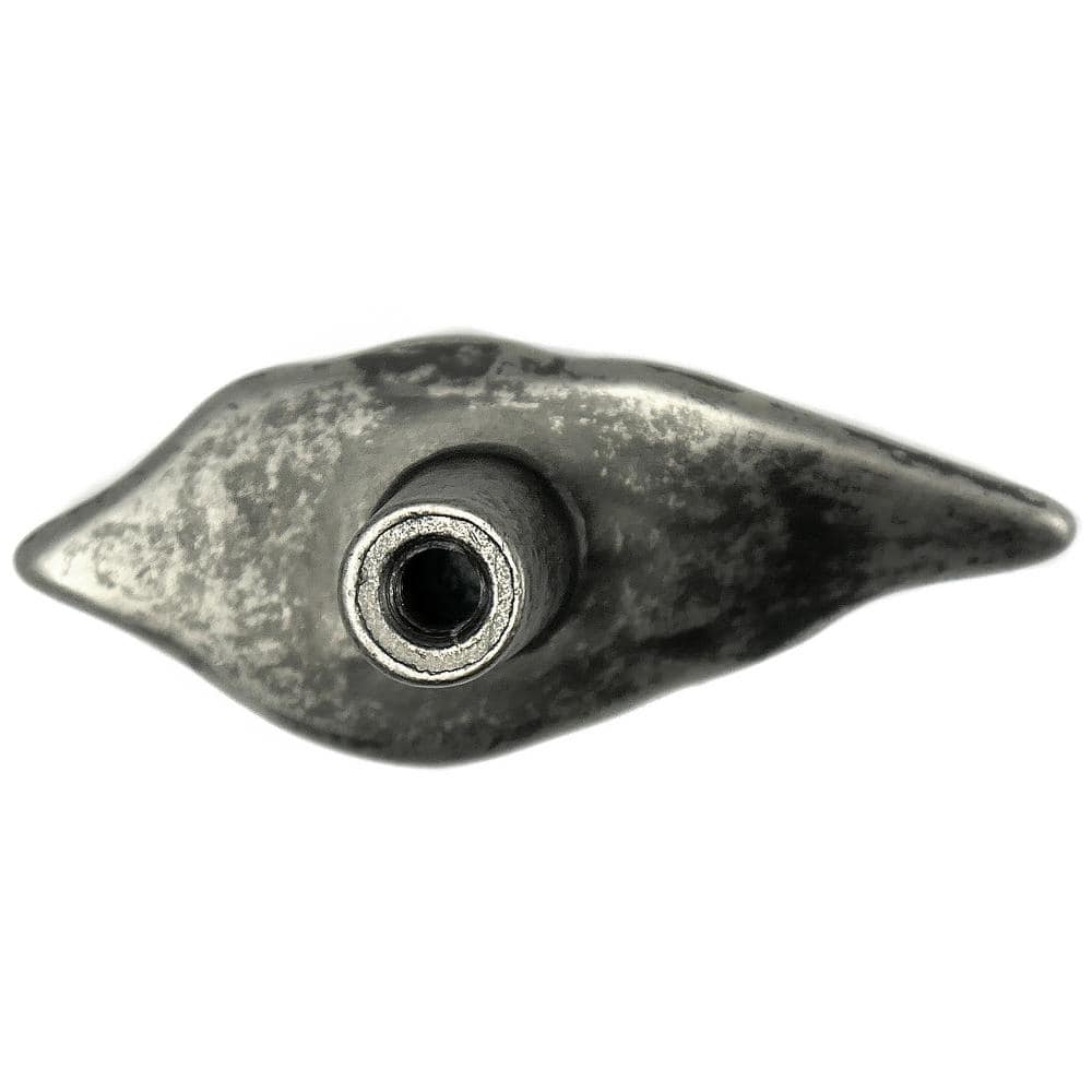 Antique Pewter Leaf-Shaped Cabinet Knob with Mounting Hardware