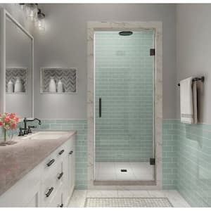 Kinkade XL 31.75 in. - 32.25 in. x 80 in. Frameless Hinged Shower Door with StarCast Clear Glass in Oil Rubbed Bronze