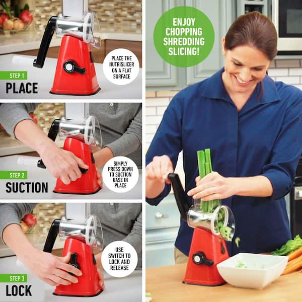 As Seen on TV NutriSlicer 3-in-1 Spinning/Rotating Mandoline and Countertop  Food Slicer and Grater 1988 - The Home Depot