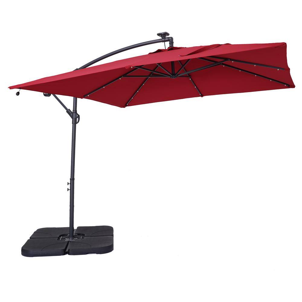 8.2 ft. x 8.2 ft. Square Cantilever Patio Umbrella in Red 1 with Umbrella B
