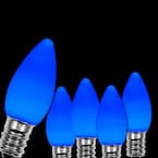OptiCore C7 LED Blue Smooth/Opaque Christmas Light Bulbs (25-Pack)
