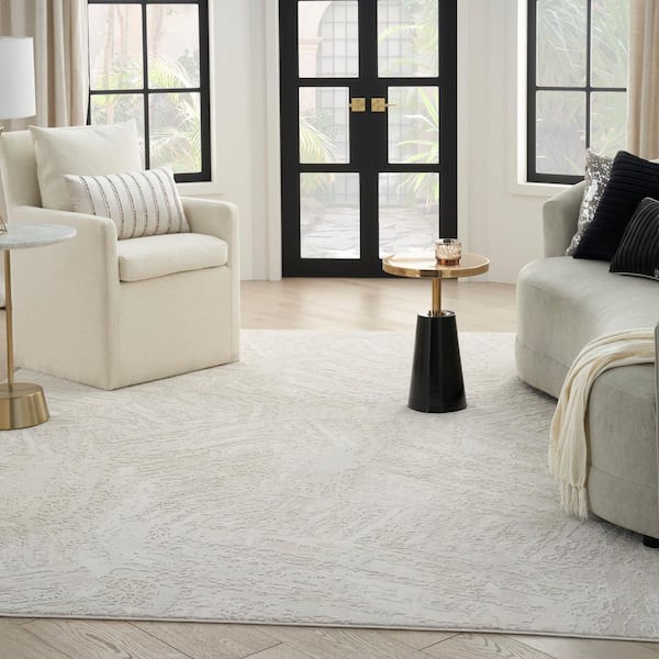 Desire Ivory 9 ft. x 12 ft. Abstract Contemporary Area Rug