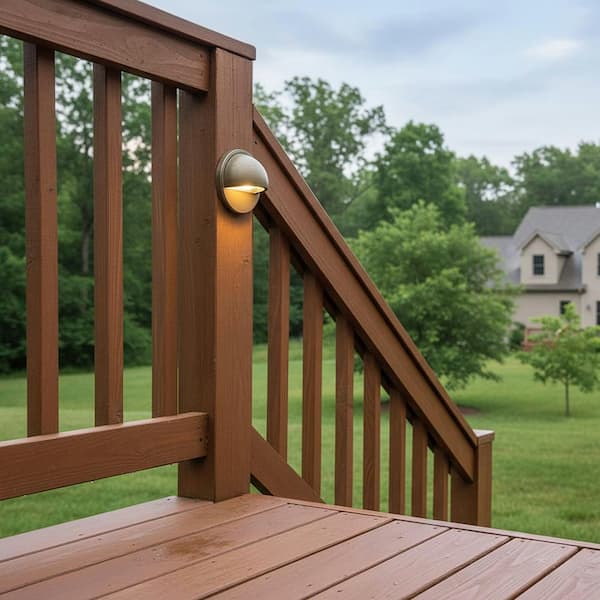 Hardy Island Round Eyebrow Matte Bronze LED Deck Sconce