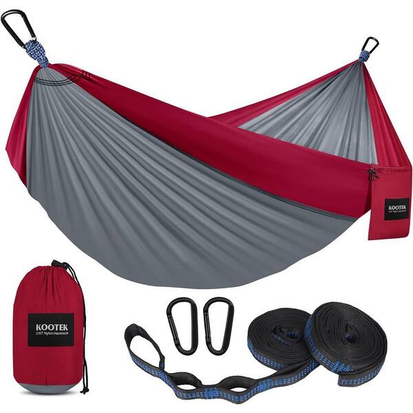 ITOPFOX Heavy Duty 120 in. Portable Hammock Bed Hammock in Gray and Dark Red