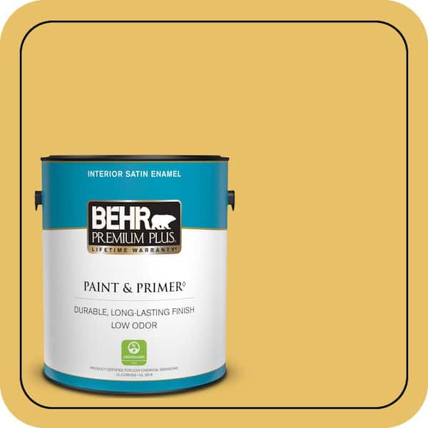 BEHR PREMIUM PLUS 1 gal. #360D-5 Golden Chalice Satin Enamel Low Odor Interior Paint & Primer