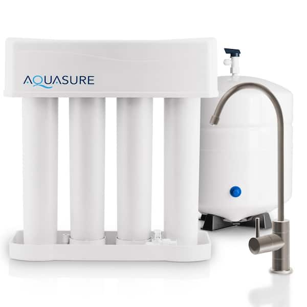 AQUASURE Premier Series 75 GPD Under Sink Reverse Osmosis Water Filtration System with Brushed Nickel Faucet