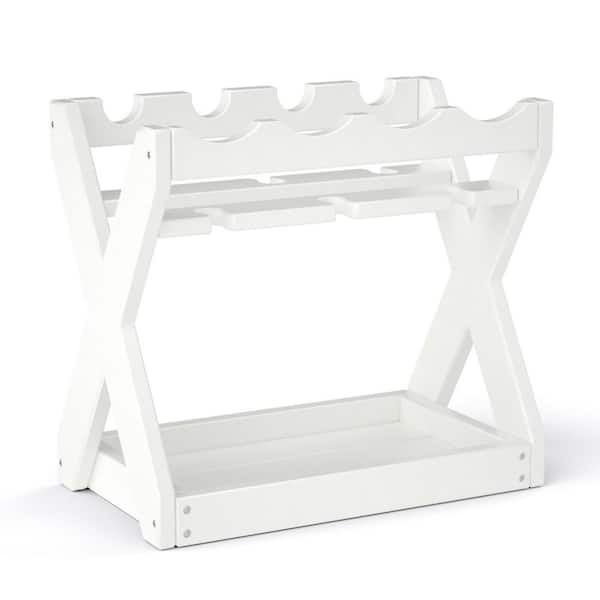 cadeninc 4-Bottle Iron Grey Tabletop Countertop Wine Rack with Glass Holder for Kitchen Living Room Wine Cellar Bar