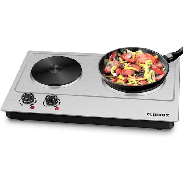 Elexnux Portable 2-Burner 7.4 in. Silver Electric Hot Plate Countertop  Burner FYDQCMHPXYC180 - The Home Depot
