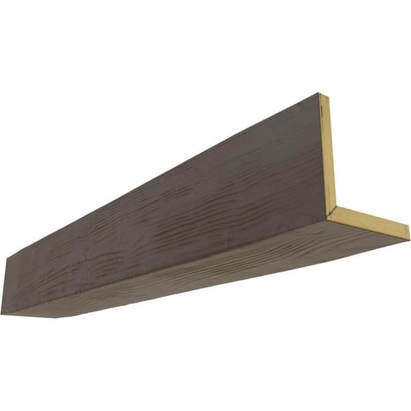 Ekena Millwork 8 in. x 4 in. x 10 ft. 2-Sided (L-Beam) Sandblasted Natural Honey Dew Faux Wood Ceiling Beam