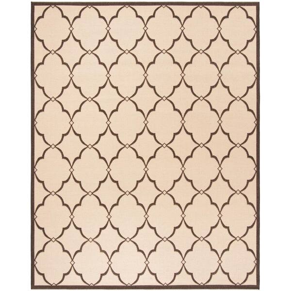 SAFAVIEH Beach House Cream/Brown 8 ft. x 10 ft. Geometric Indoor ...