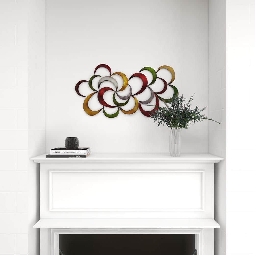 Multicolored Abstract Pinwheel Metal Wall Sculpture