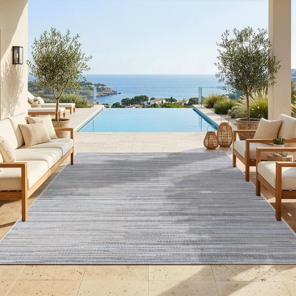 Monte Carlo Coastal Breeze Taupe-Champagne 7 ft. 6 in. x 10 ft. 9 in. Indoor/Outdoor Area Rug