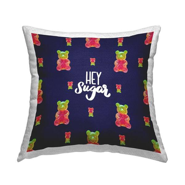 Stupell Industries Hey Sugar Bear Pattern Outdoor Printed Throw Pillow by Amelia Noyes