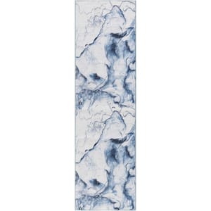 Daydream Ivory Blue 2 ft. x 8 ft. Contemporary Runner Area Rug