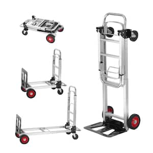 2-in-1 Aluminum Folding Hand Truck 400 lbs. Capacity heavy-duty Industrial Collapsible cart with Rubber Wheels
