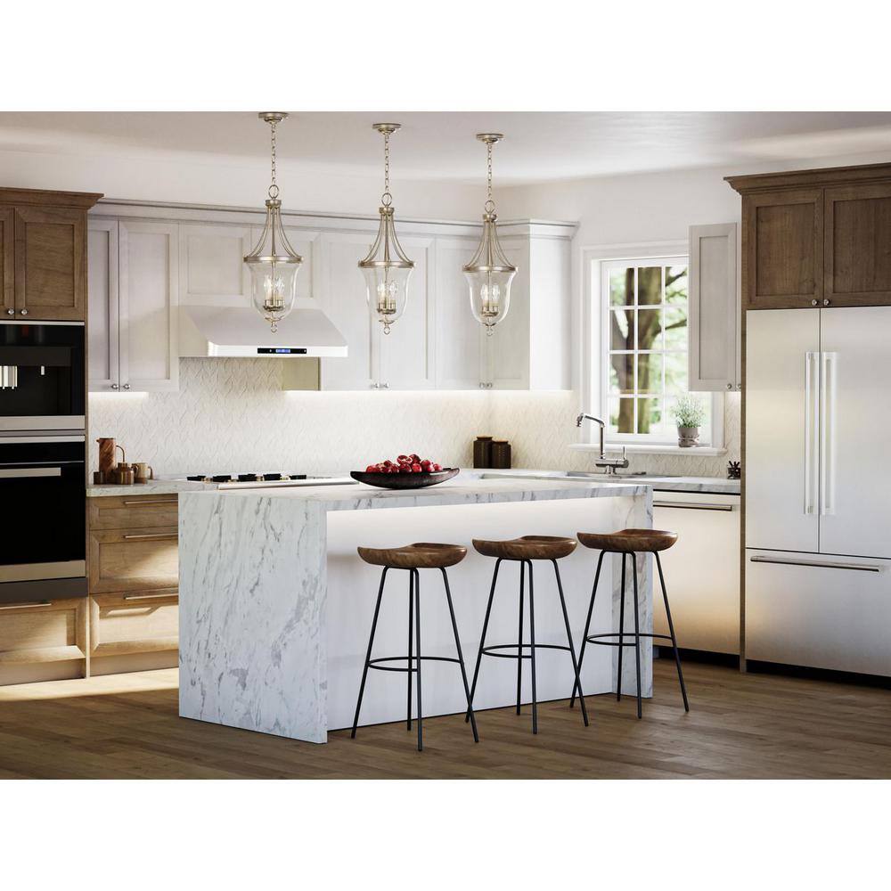 Brushed Nickel 3-Light Foyer Pendant with Seeded Glass