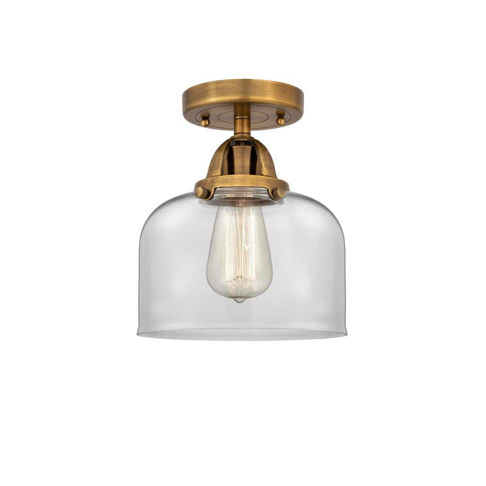 Bell 8 in. 1-Light Brushed Brass Industrial Semi-Flush Mount with Clear Glass Shade price history on PriceWatchPro