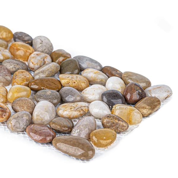16.18 in. x 5.79 in. x3. 46 in. Rectangle Polished Pebble Decorative Pathway River Rock Set Stepping Stone 6-Pieces