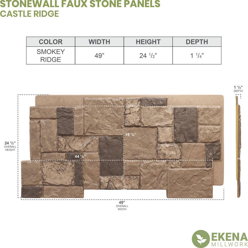 Smokey Ridge Faux Stone Siding Panel, 48" x 24"