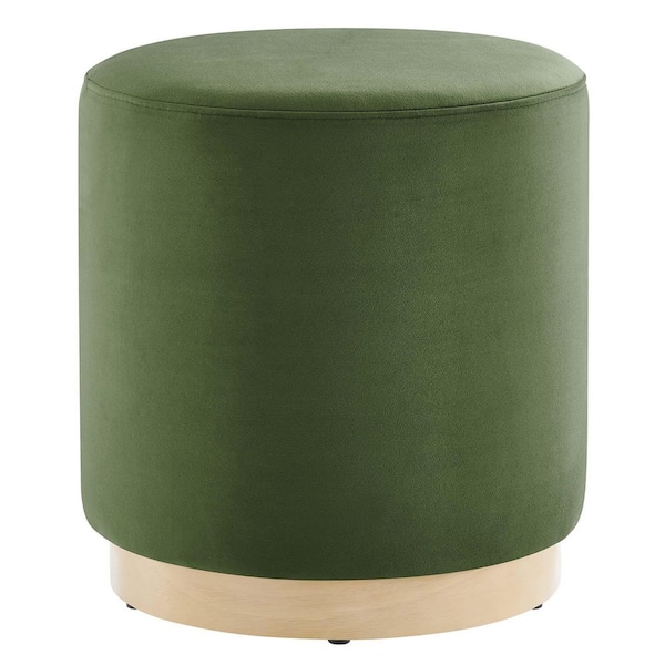 Tilden 16 in. Moss Green Natural Performance Velvet Upholstered Round Ottoman