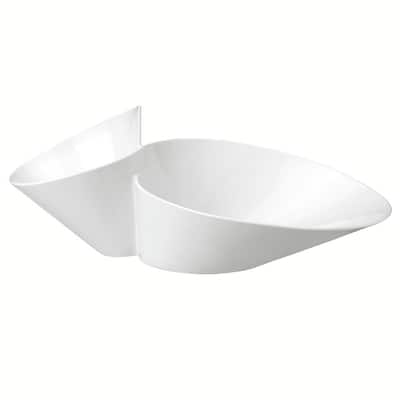New Wave White Porcelain Chip and Dip Bowl