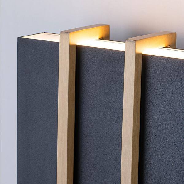 EDISLIVE Barryion 2-Light Modern Black and Gold Outdoor Integrated