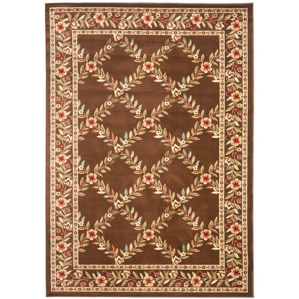 Brown Floral Trellis 12' x 15' Synthetic Area Rug