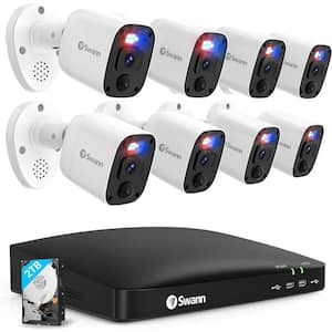 8-Channel 4K UHD 2TB DVR Security Camera System with 8 Wired 1-Way Audio SwannForce Bullet Cameras and Loud Siren